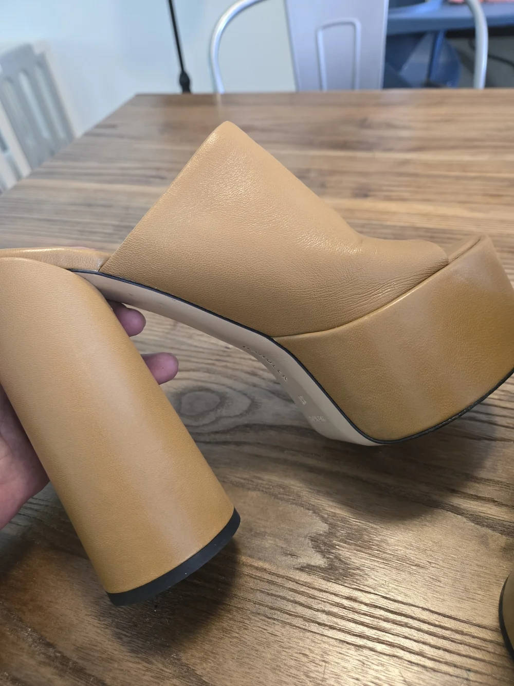 Wandler Women's Electra Leather Platform Mules Size 38 US 8 Beige - Picture 13 of 13